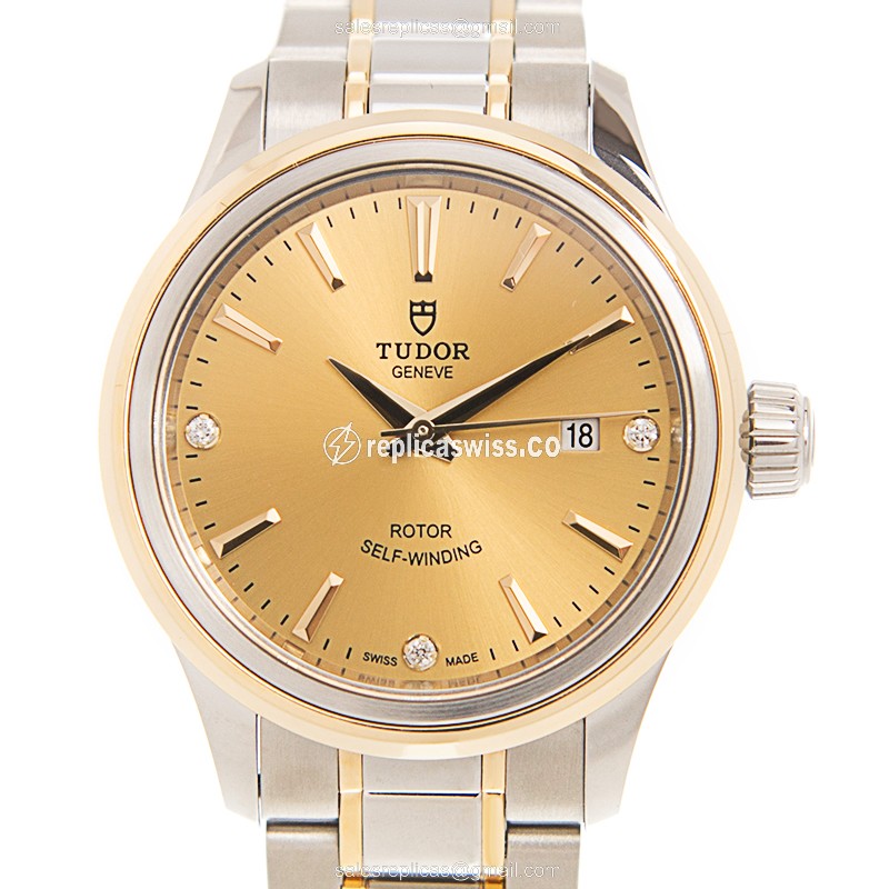 Tudor 12103 Replica Watch - Auto - Gold Steel - Gold Dial - Luxury Replica STYLE Watch